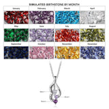 S925 Customized Heart Shape Birthstone Pendant Necklace