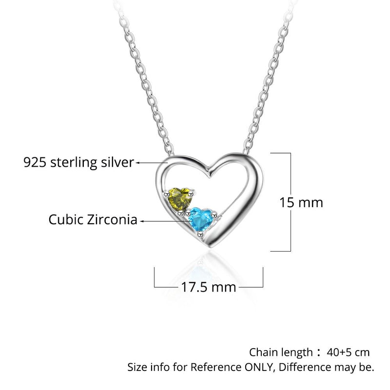 925 Sterling Silver Two Birthstone Necklace