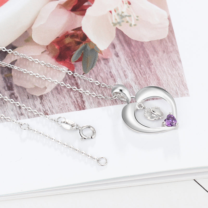 925 Sterling Silver One Birthstone Necklace