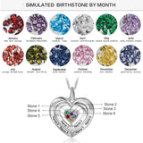 925 Sterling Silver Heart Shape Names Necklaces with Six Colorful Birthstones