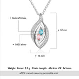 925 Sterling Silver Cubic Zirconia Birthstones Eye Pendant Necklace