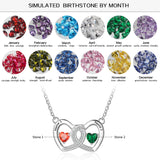 S925 Heart Shape Birthstones Heart Pendant Necklace with Engraving Name