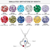 Personalized Double Heart Birthstones Pendant Necklace