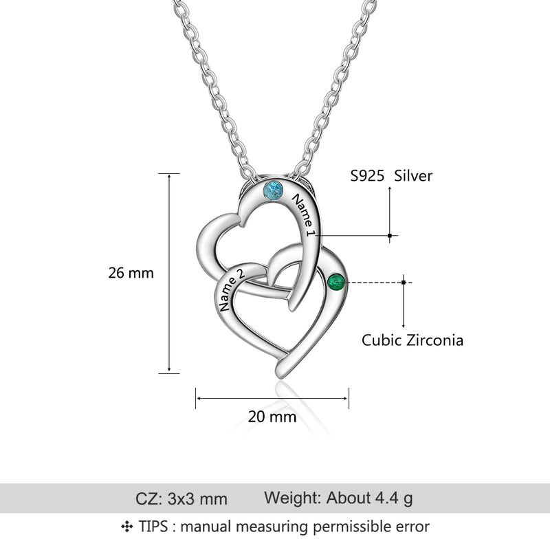 TWO HEART BSTONE NECKLACE