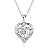 925 Sterling Silver Little feet Heart Pendant Necklace