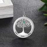 925 Sterling Silver Family Tree Name Necklace with Zircon