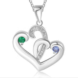 Two Heart Birthstone Necklace