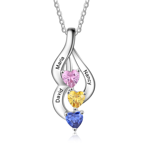 S925 Customized Heart Shape Birthstone Pendant Necklace