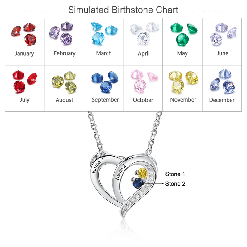 Custom 925 Sterling Silver Two Birthstone Necklace