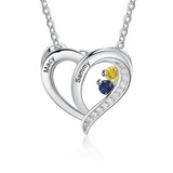 Custom 925 Sterling Silver Two Birthstone Necklace