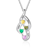 S925 Customized Heart Shape Birthstone Pendant Necklace