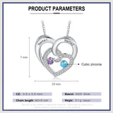 Engraved Names Double Hearts Necklace with Cubic Zircon