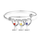 Rhodium Plated Heart Bangle Bracelet