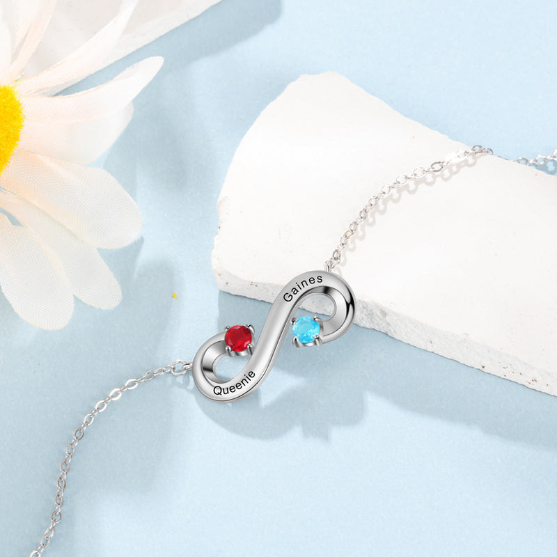 S925 Infinity Pendant Necklace with Birthstone