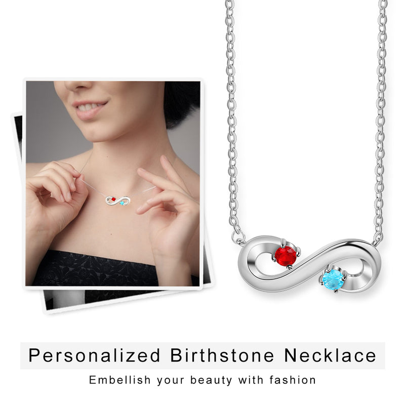 S925 Infinity Pendant Necklace with Birthstone