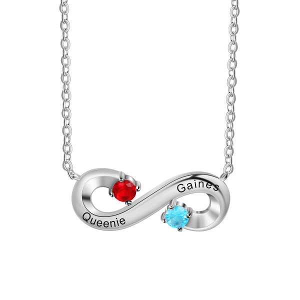 S925 Infinity Pendant Necklace with Birthstone