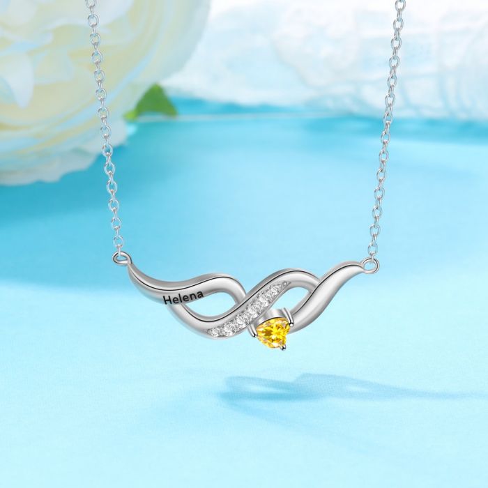 Sterling Silver Infinity Shape Birthstone Pendant Necklace