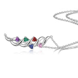 Sterling Silver Heart Shape 5 Birthstones Pendant Necklace