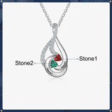 Sterling Silver Drop Shape Birthstone Necklace
