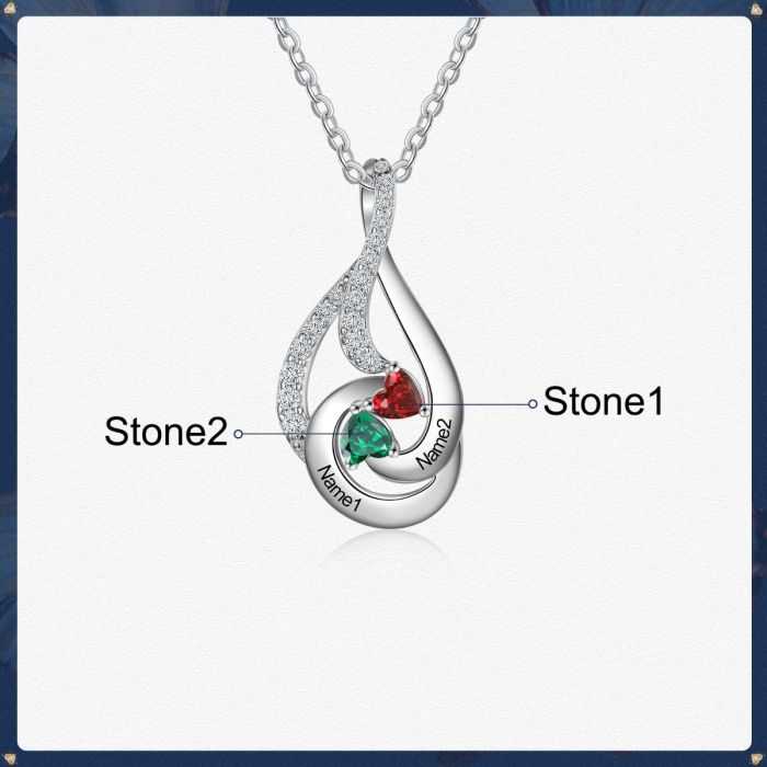 Sterling Silver Drop Shape Birthstone Necklace