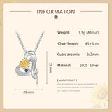 Sterling Silver Sunflower Heart Shape Pendant Necklace