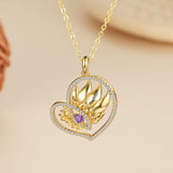Gold Birthstone Sunflower Heart Shape Pendant Necklace