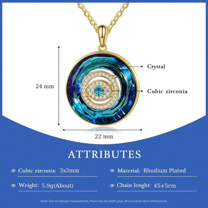 Rhodium Plated Personalized Evil Eye Pendant Necklace